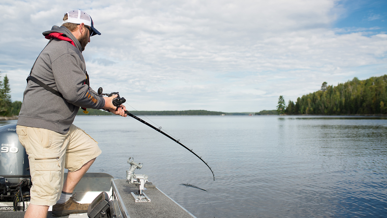 Angler fishing from a board